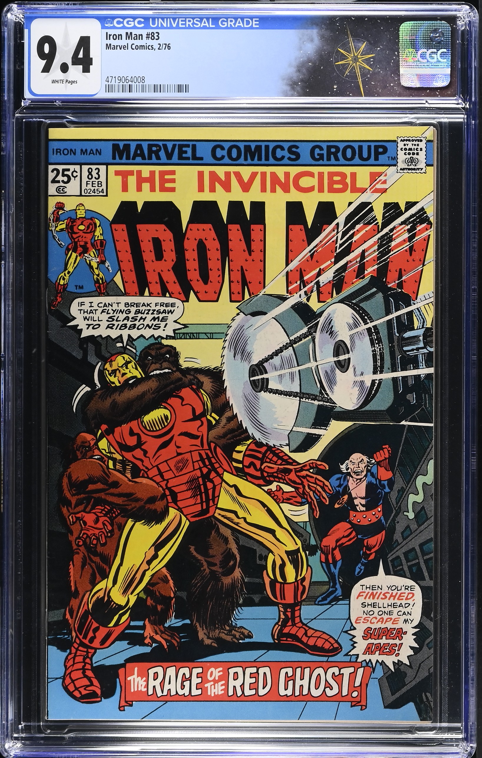 Iron Man #83 CGC 9.4 "The Rage of the Red Ghost!" Cover by Jack Kirby (Marvel Comics, 1976) White Pages