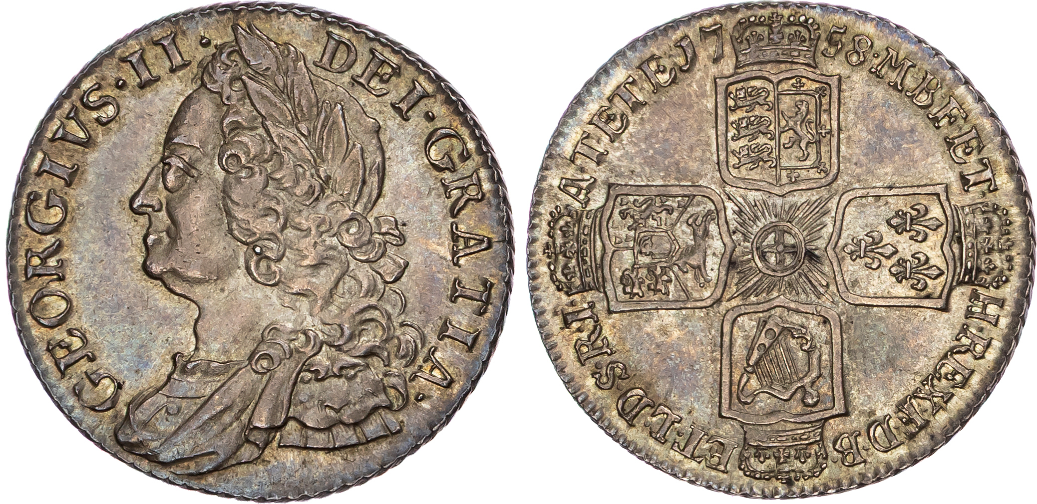 George II (1727-1760), AR Shilling, 1758.