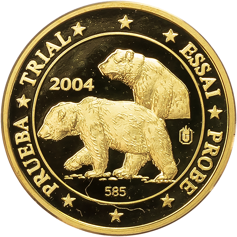 European Union. Trial, Proba, Essai or Pattern Gold 5 Euro. 2004.
