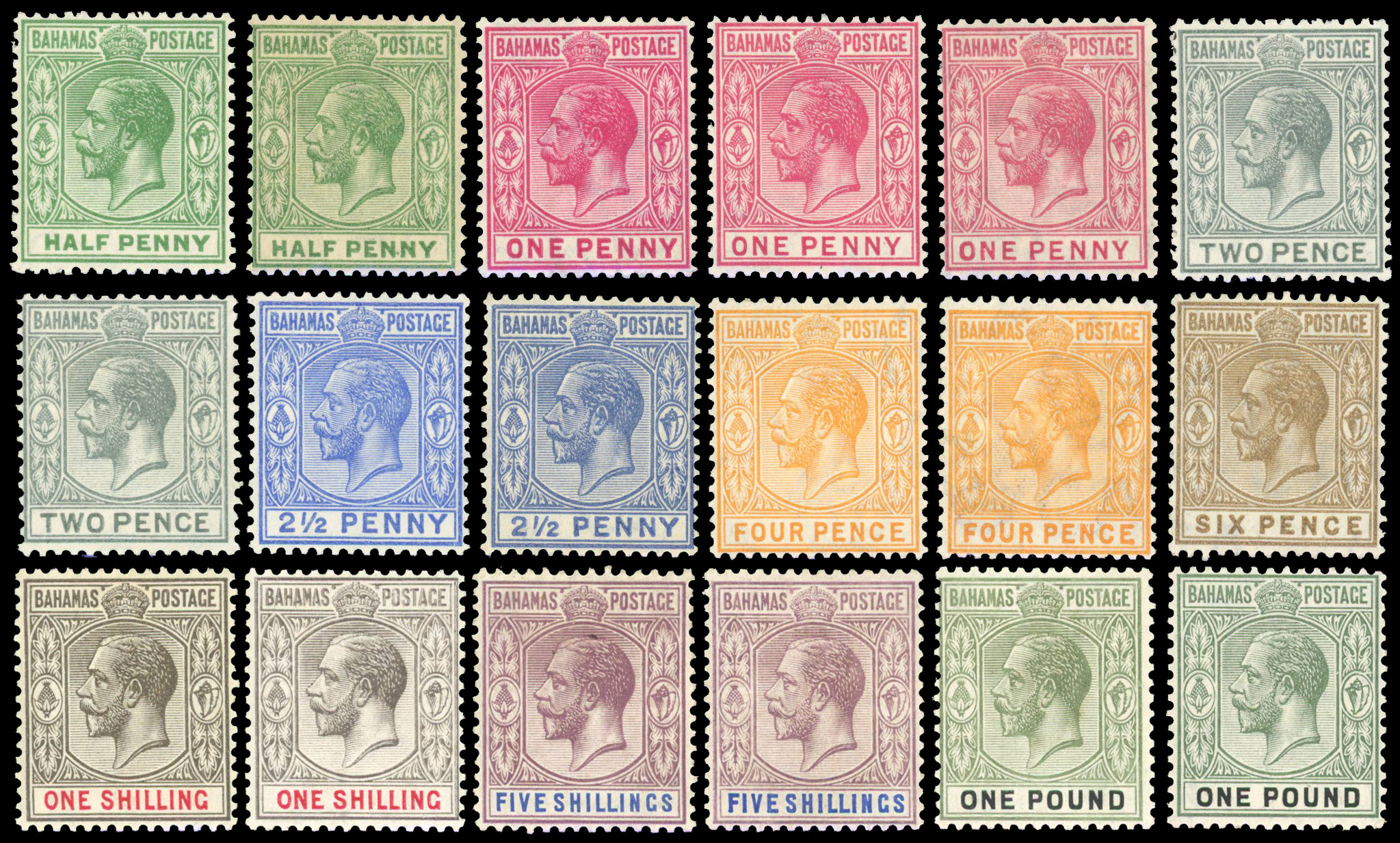 Bahamas 1911-19 and 1912-19 sets