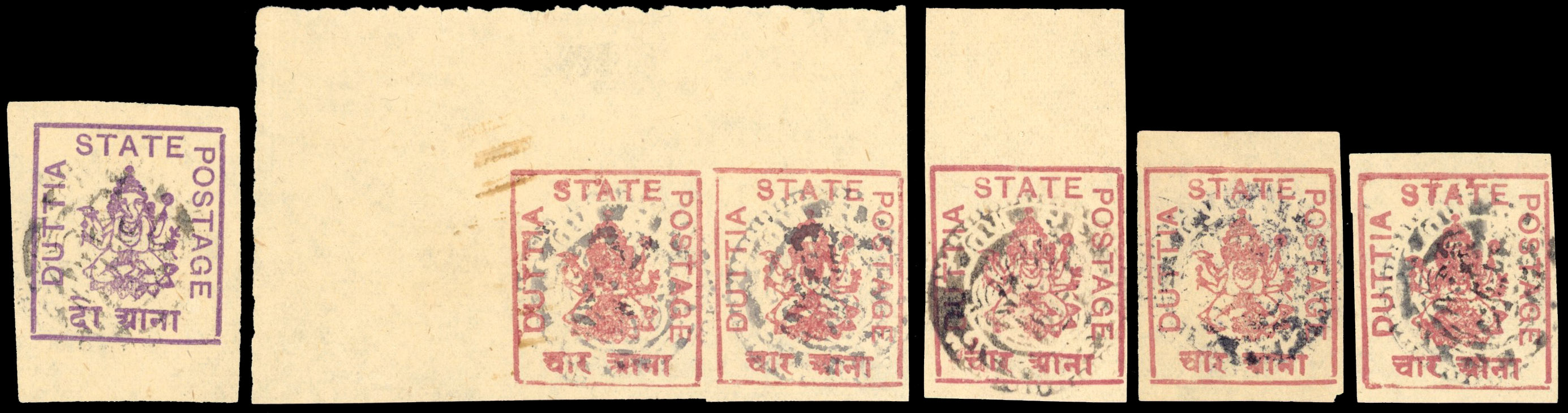 I.F.S. Duttia SG 33a & 34 handstamps in black