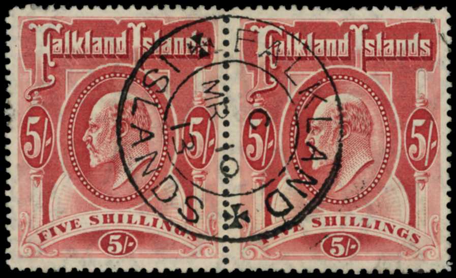 1904-12 5s red, horizontal pair,...