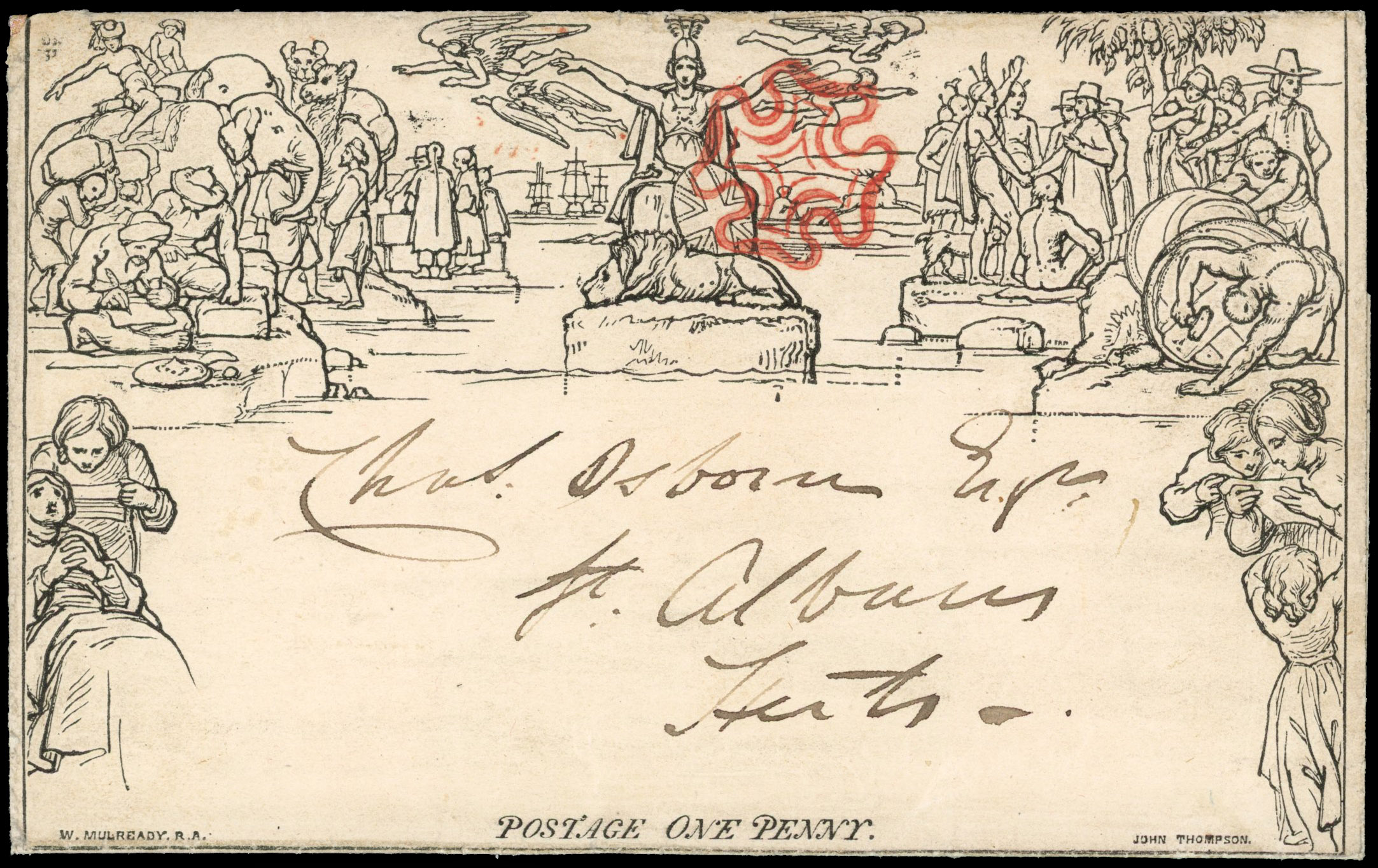 GB 1840  1d Mulready lettersheet first Sunday date