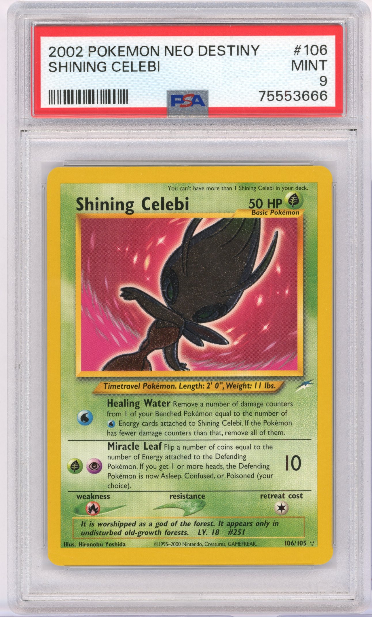 PSA 9 Shining Celebi #106 Holo Neo Destiny