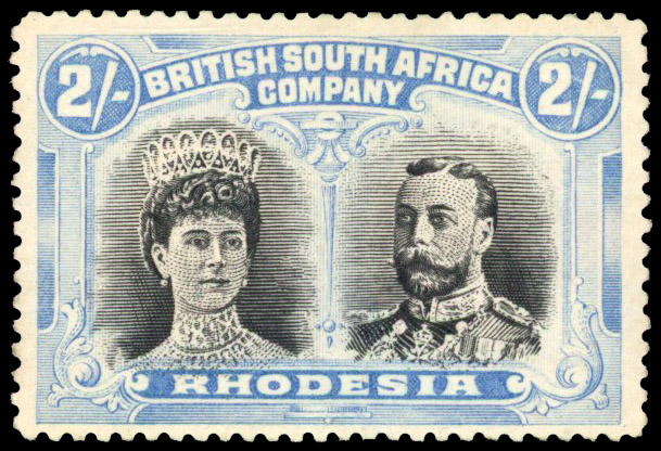 RSC B 2s black (worn) and blue, mint