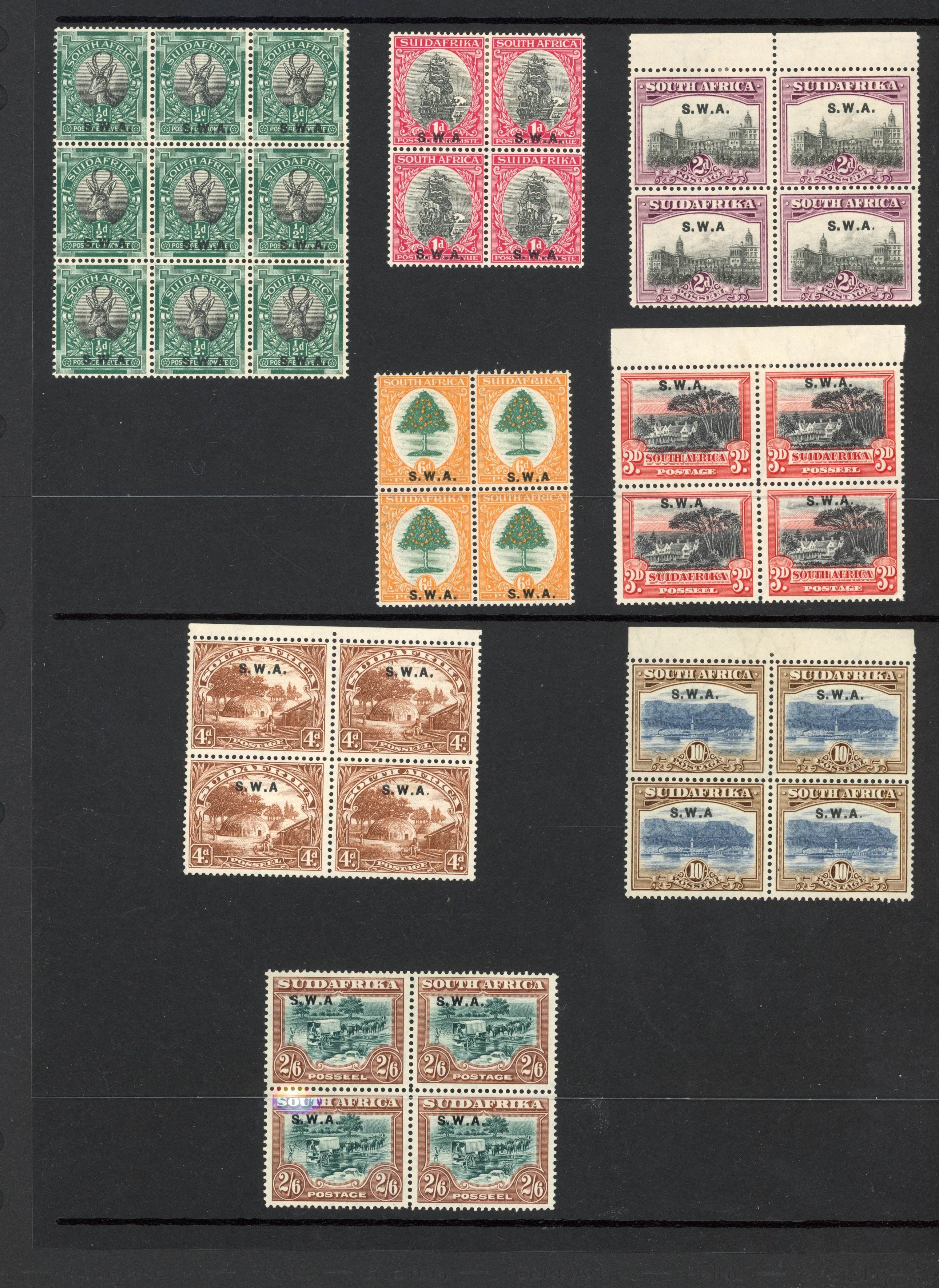 South West Africa SG 58a/67a 1927-30 no stop varieties mint
