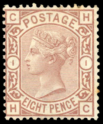1876 8d Purple-brown Pl.1. Unused HC