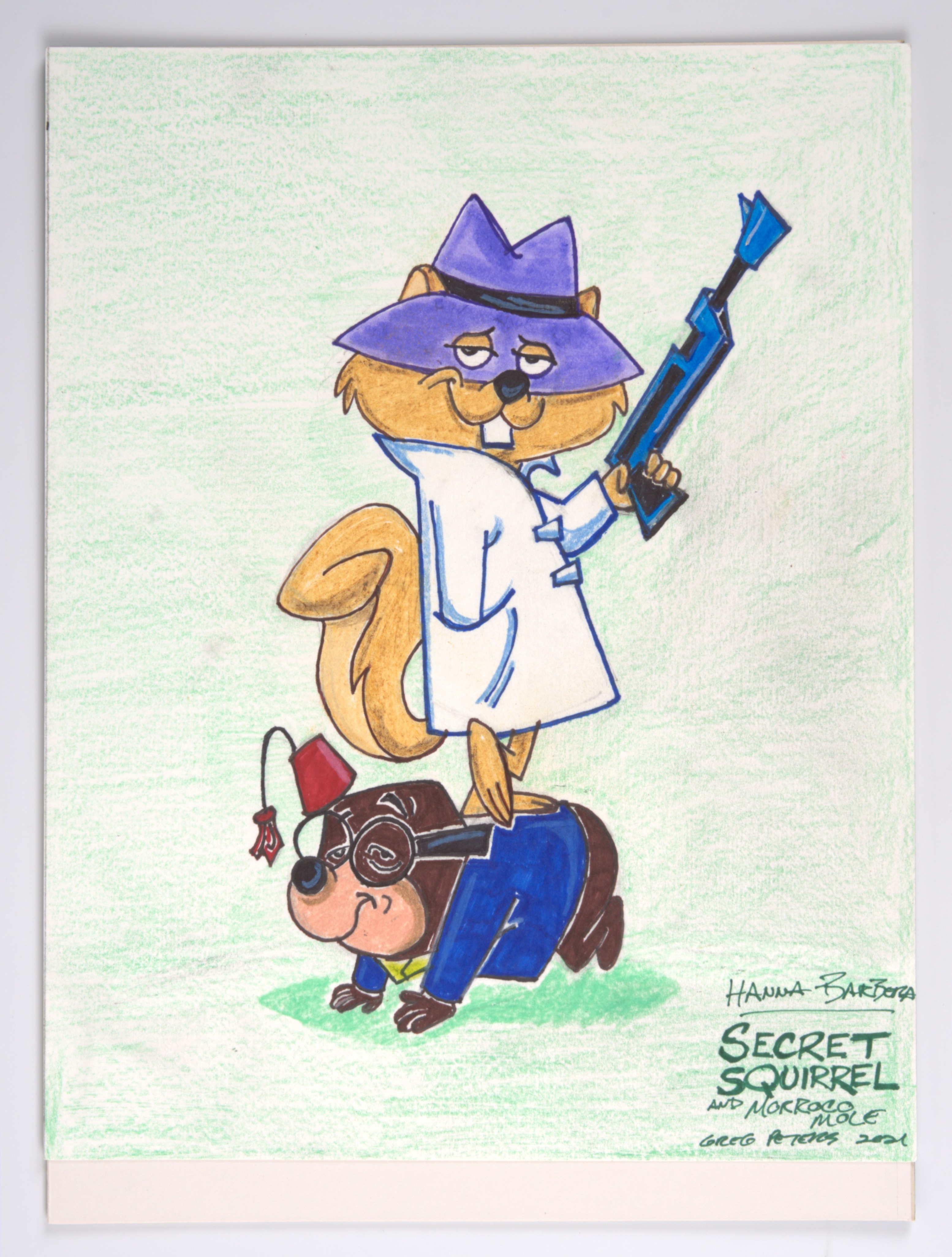 Greg Peters Original Art of Secret Squirrel and Morocco Mole Signed (2021)
