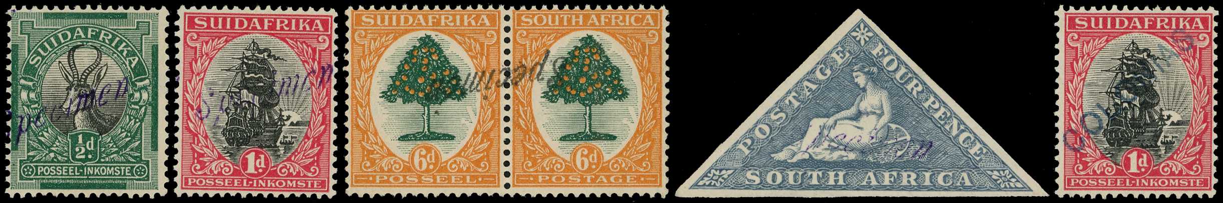 1926 Waterlow ½d and 1d singles and 6d...