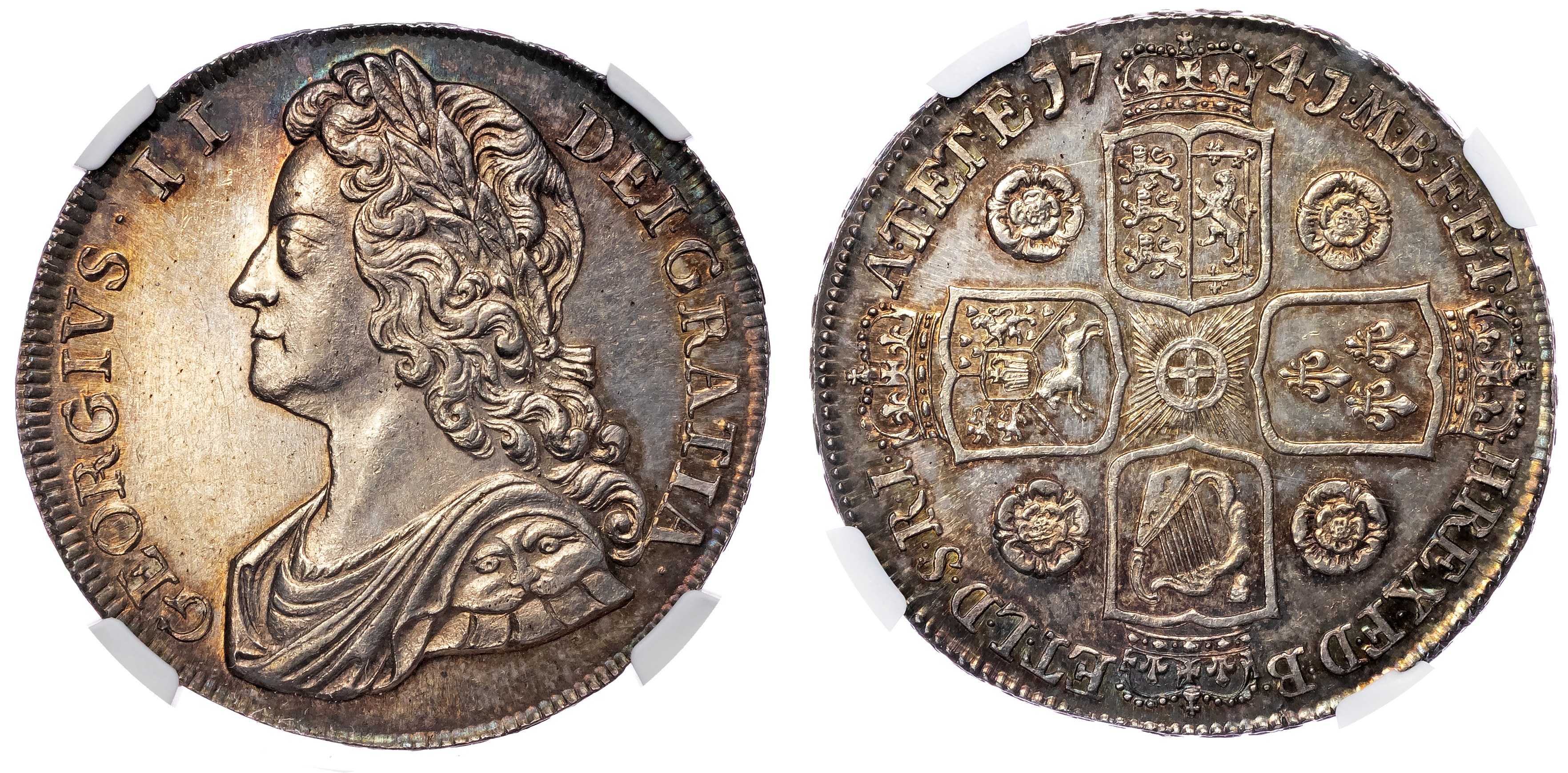 George II (1727‐1760), AR Crown, 1741 D. QVARTO. NGC MS63