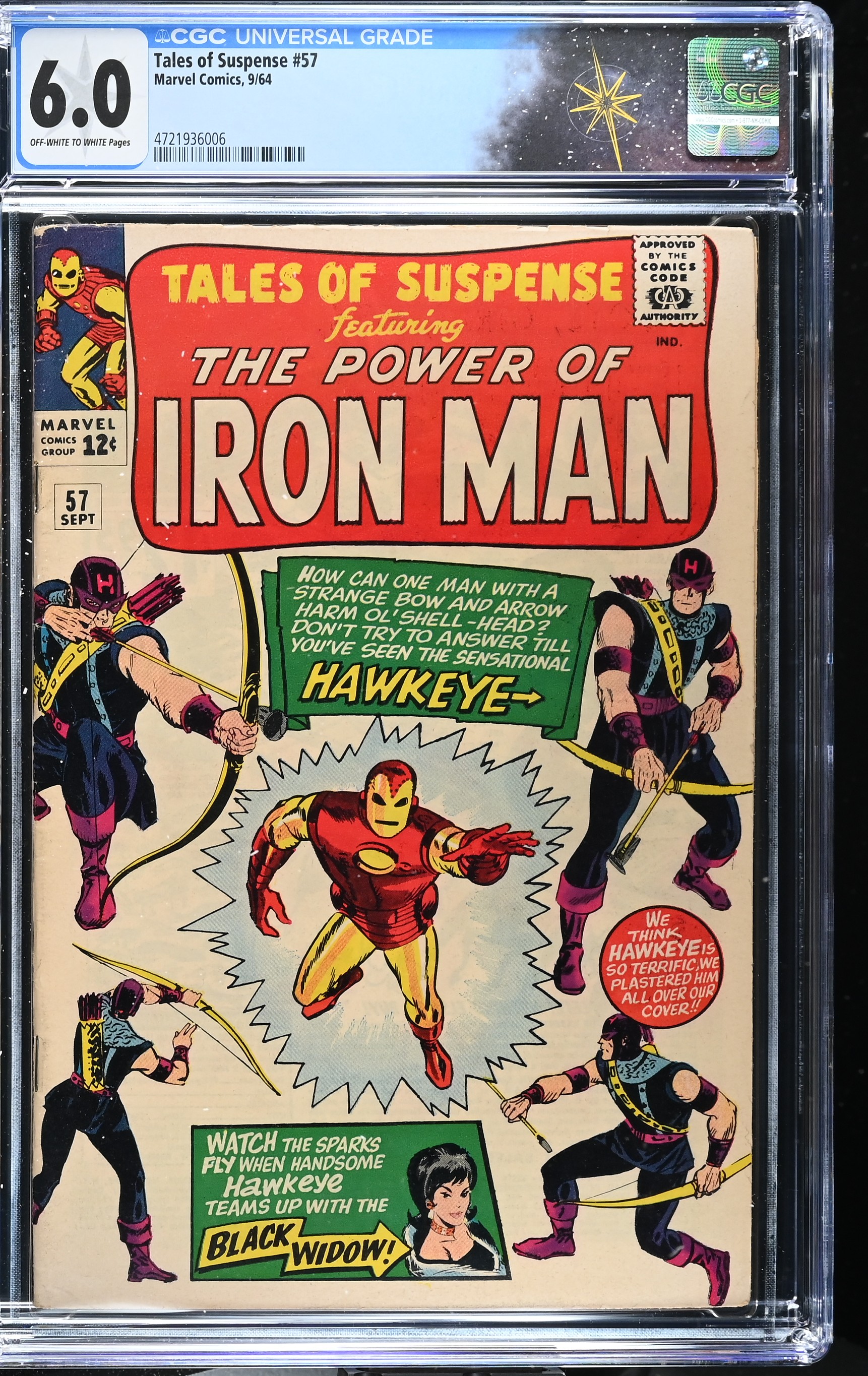 Tales of Suspense #57 CGC 6.0 Origin and 1st Appearance of Hawkeye (Marvel Comics, 1964) Off-White to White Pages