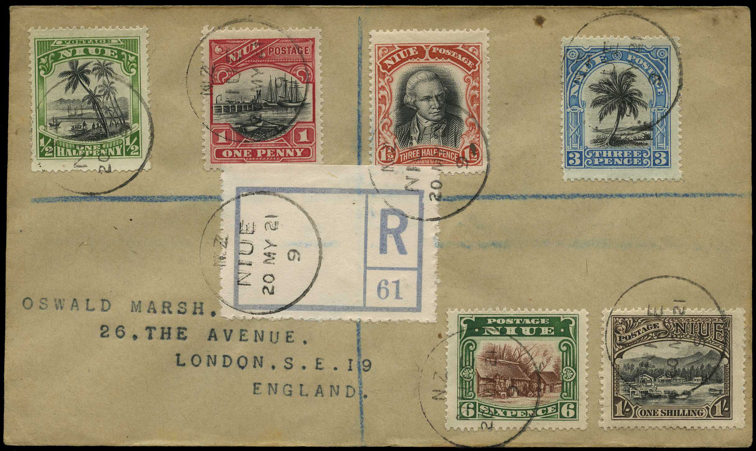 1921 Marsh envelope registered bearing 1920 ½d...