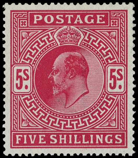 1911-3 5/- carmine, unmounted o.g., minor...