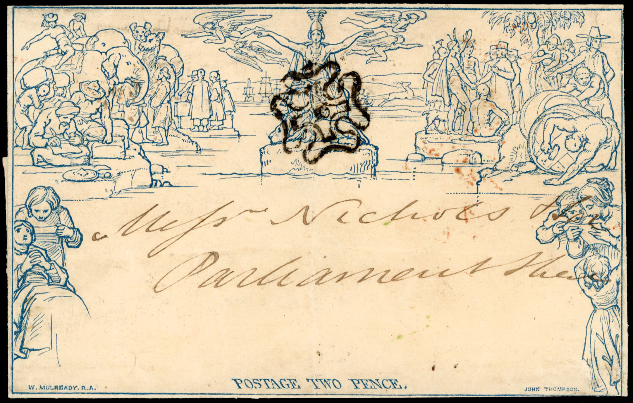 Great Britain 2d Mulready SG ME3 May Date 