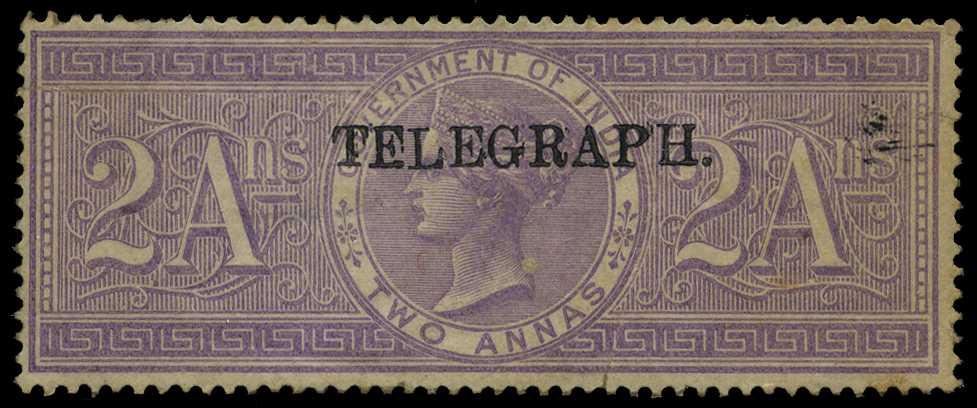 India Telegraph SG T28 1881 2a Fiscal overprinted TELEGRAPH Type 23 mint
