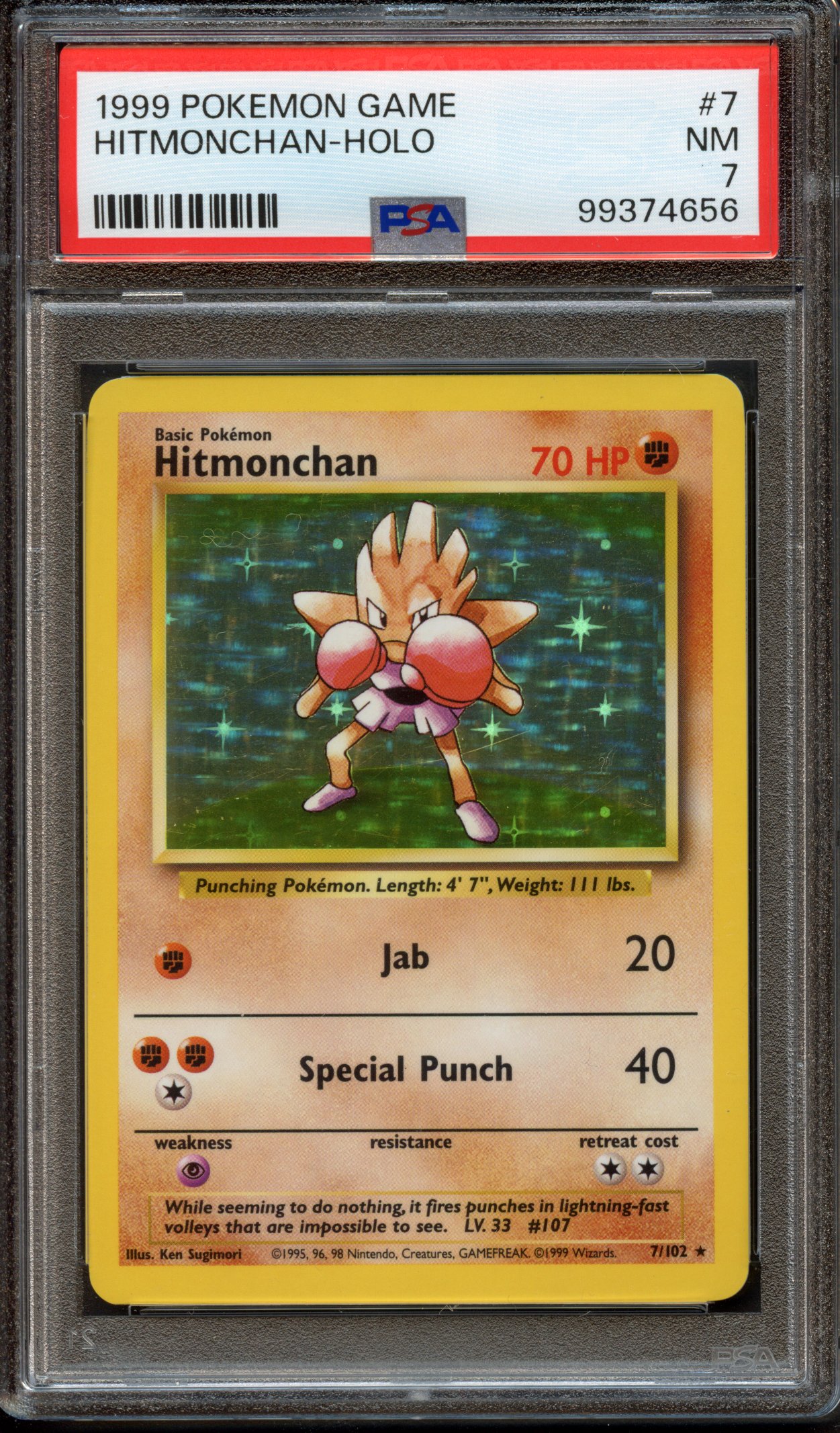 PSA 7 Hitmonchan Holo #7 - Base Set Unlimited 1999