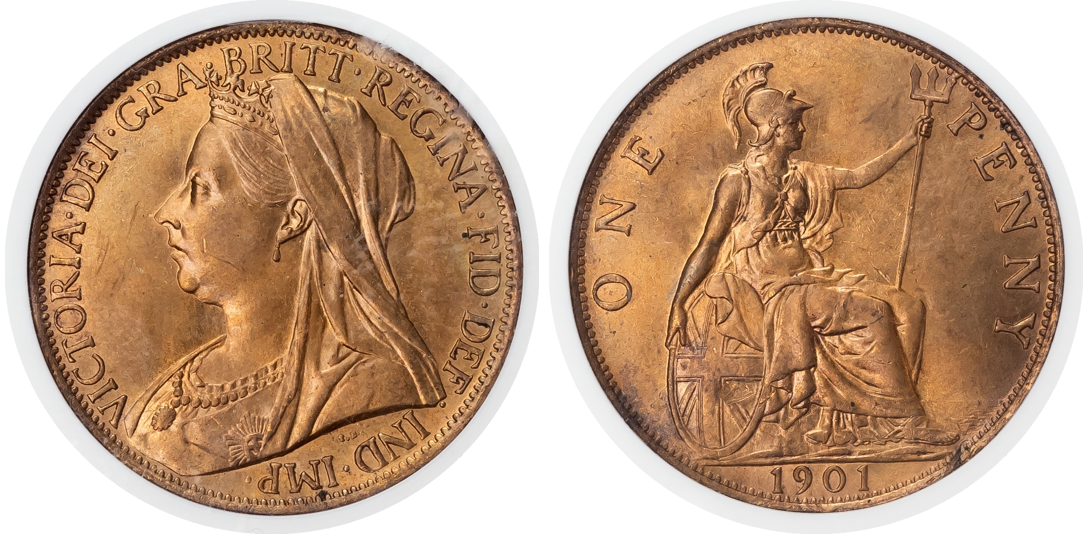 Victoria (1837-1901), Bronze Penny, 1900, ANACS as MS64 Red