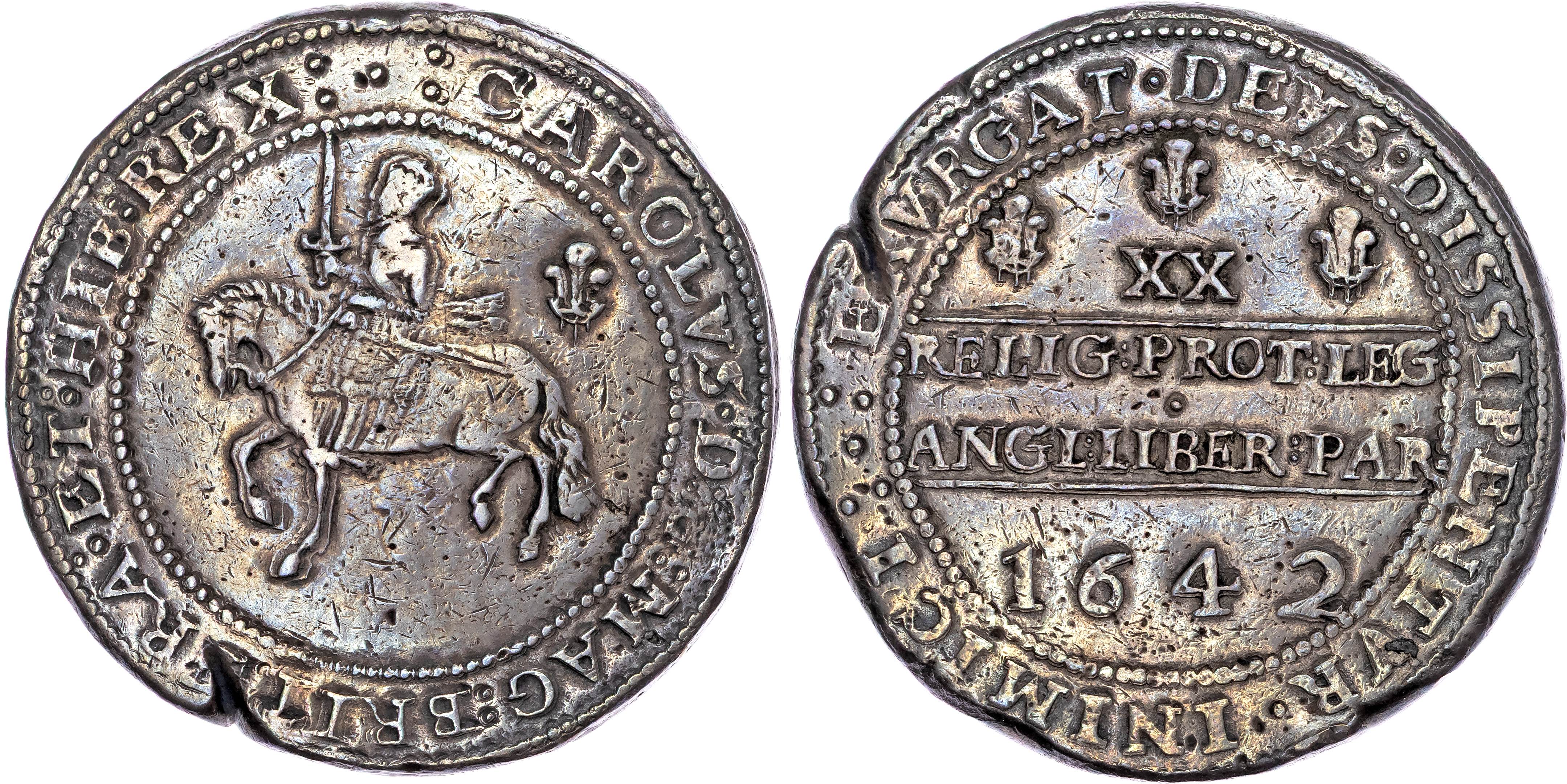 Charles I (1625‐1649), AR Pound, 1642, Civil War Issues, Shrewsbury mint, mm. five pellets.