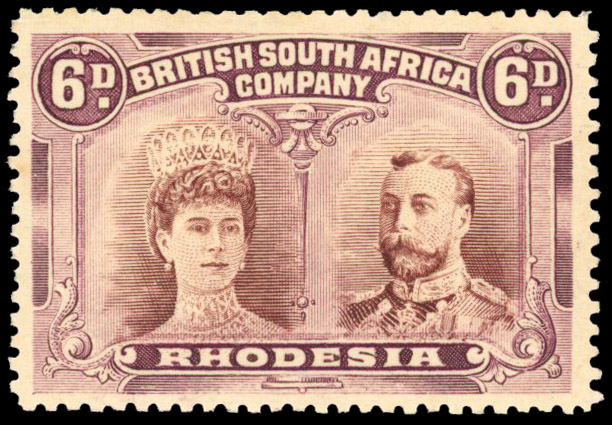 RSC A 6d chocolate and deep rose-lilac, #46 King's extra curl mint