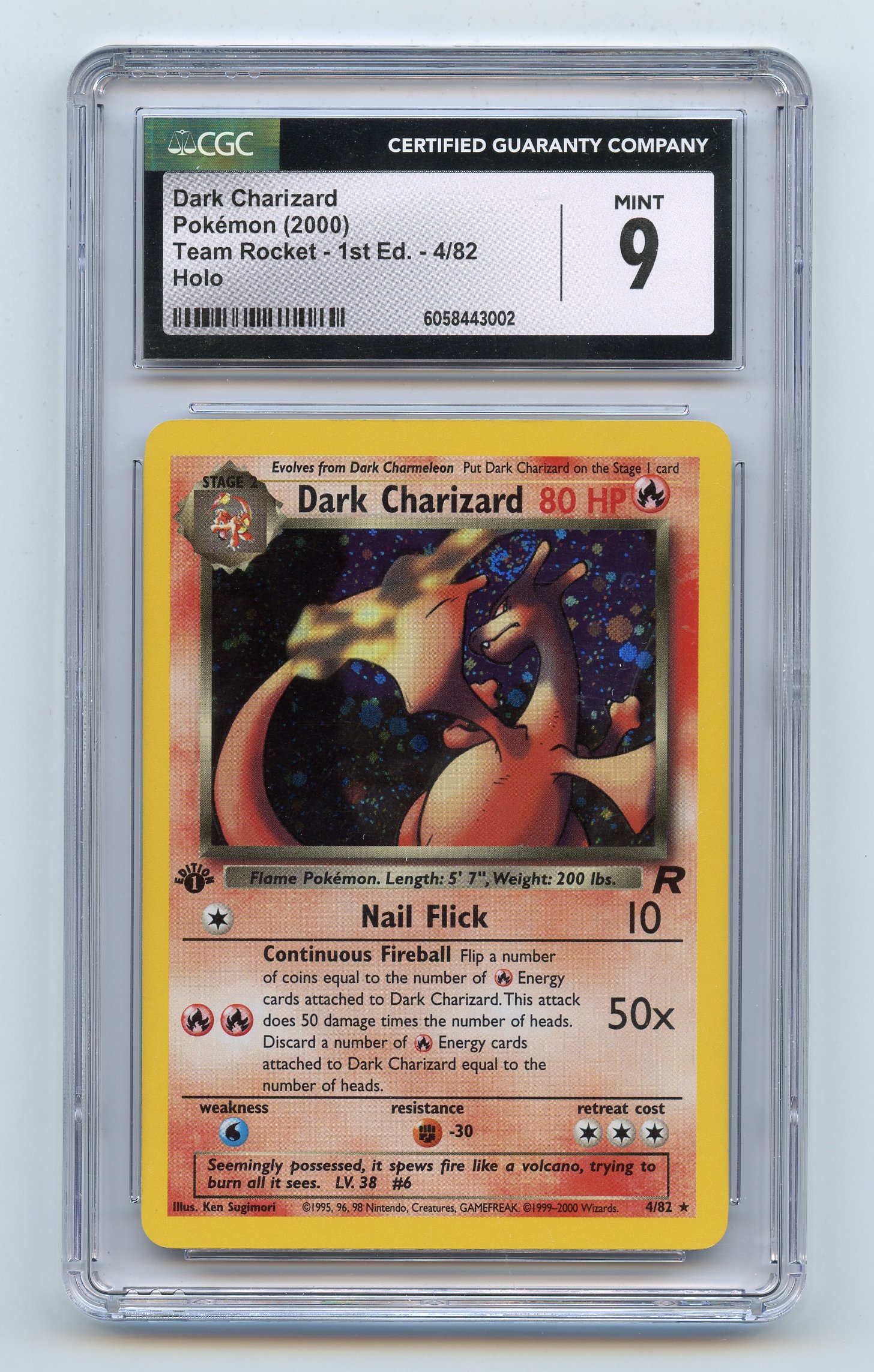 CGC 9 Dark Charizard #4 1st Edition Holo- Team Rocket Holo #4