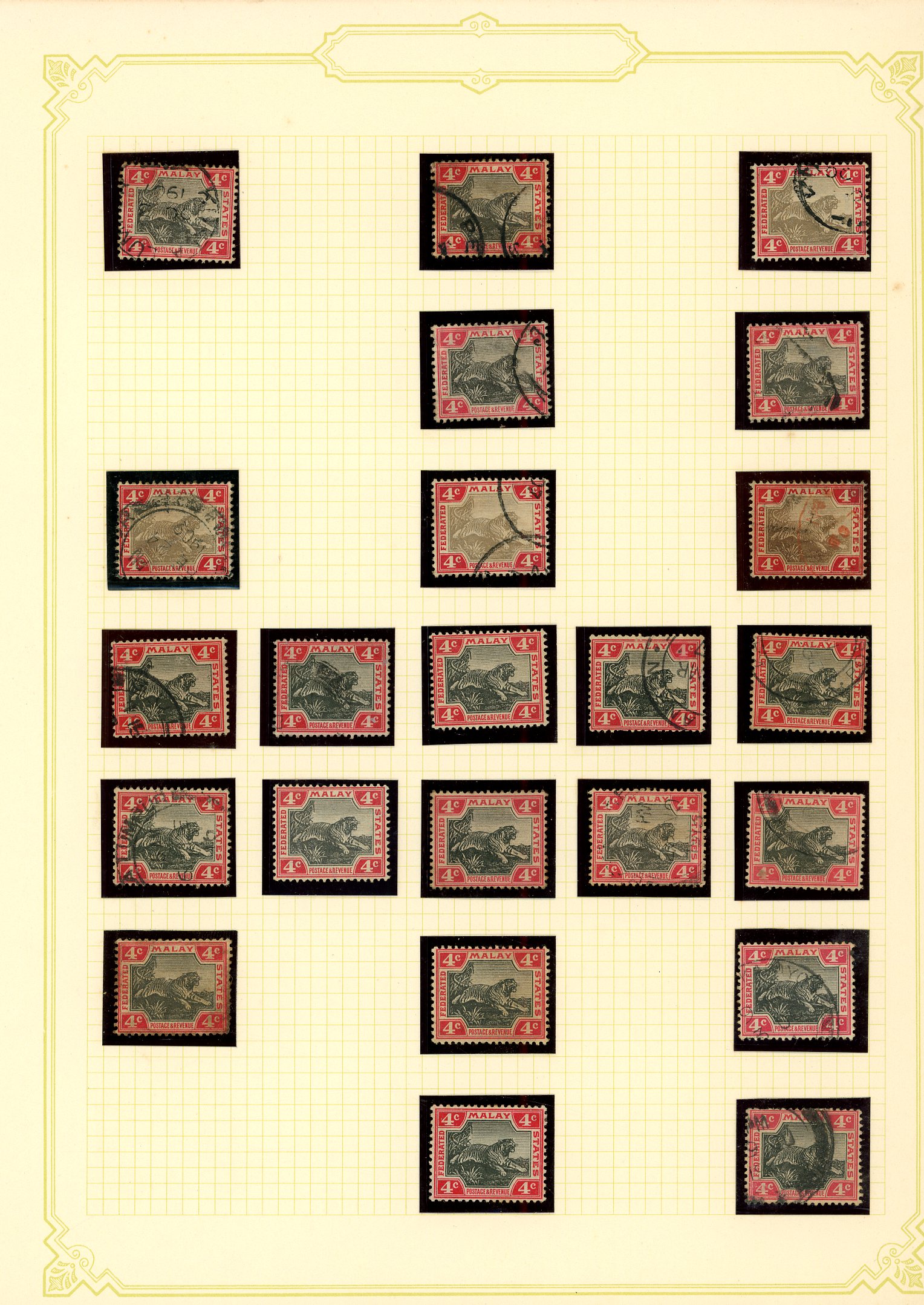 1904-21 collection (390) mint, used and specimens on leaves. 