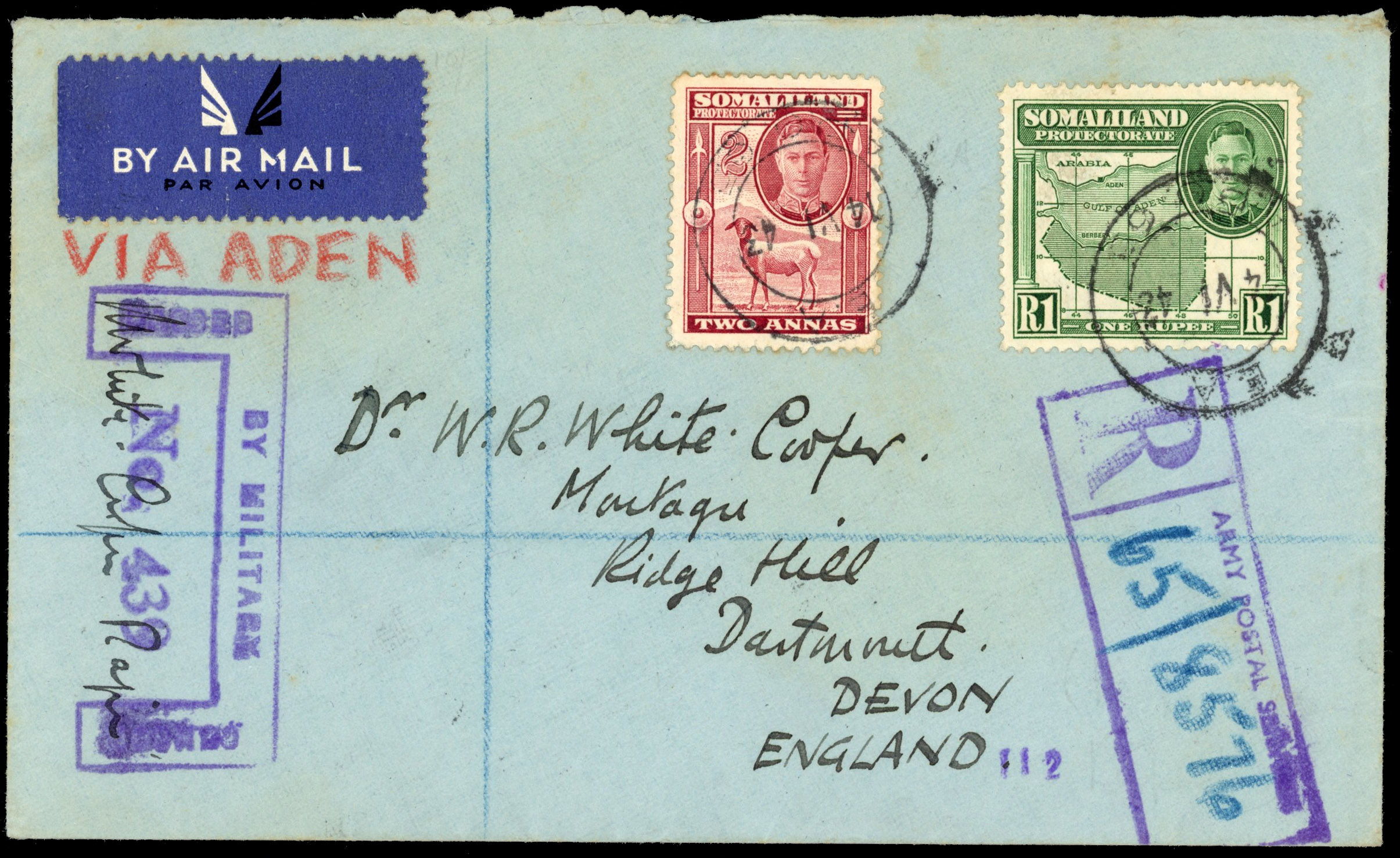 Somaliland 1943 Censor cover