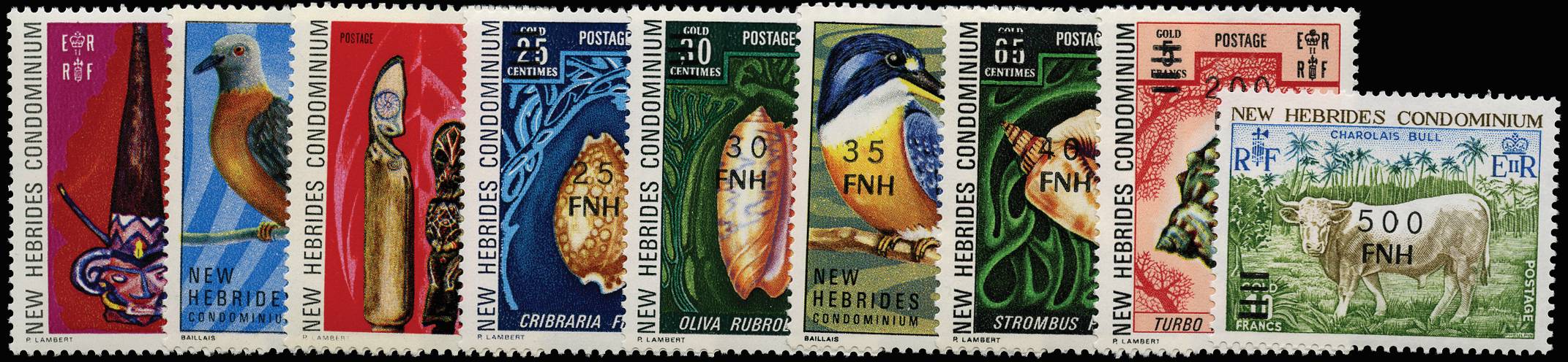 NEW HEBRIDES SG 233/41 1977-78 LOCAL SURCHARGE SET OF 9 U/M