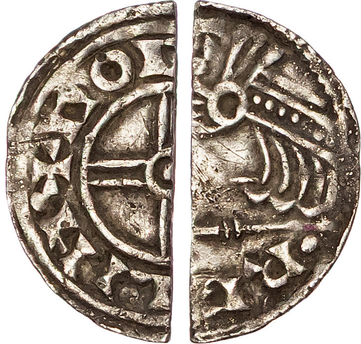Cnut (1016-1035), AR Cut Halfpenny, Short Cross type (c. 1029-1035/6), Lincoln mint, Godwine as moneyer. 