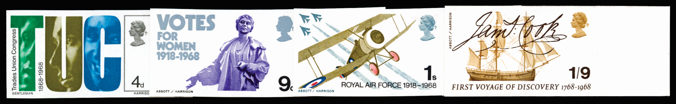GB 1968 4d-1s9d British Anniversaries. Superb unmounted o.g right hand marginal set of four imperforate… SG767/70var