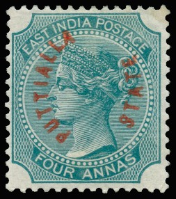 1884 4a green, type 1 curved opt, part...