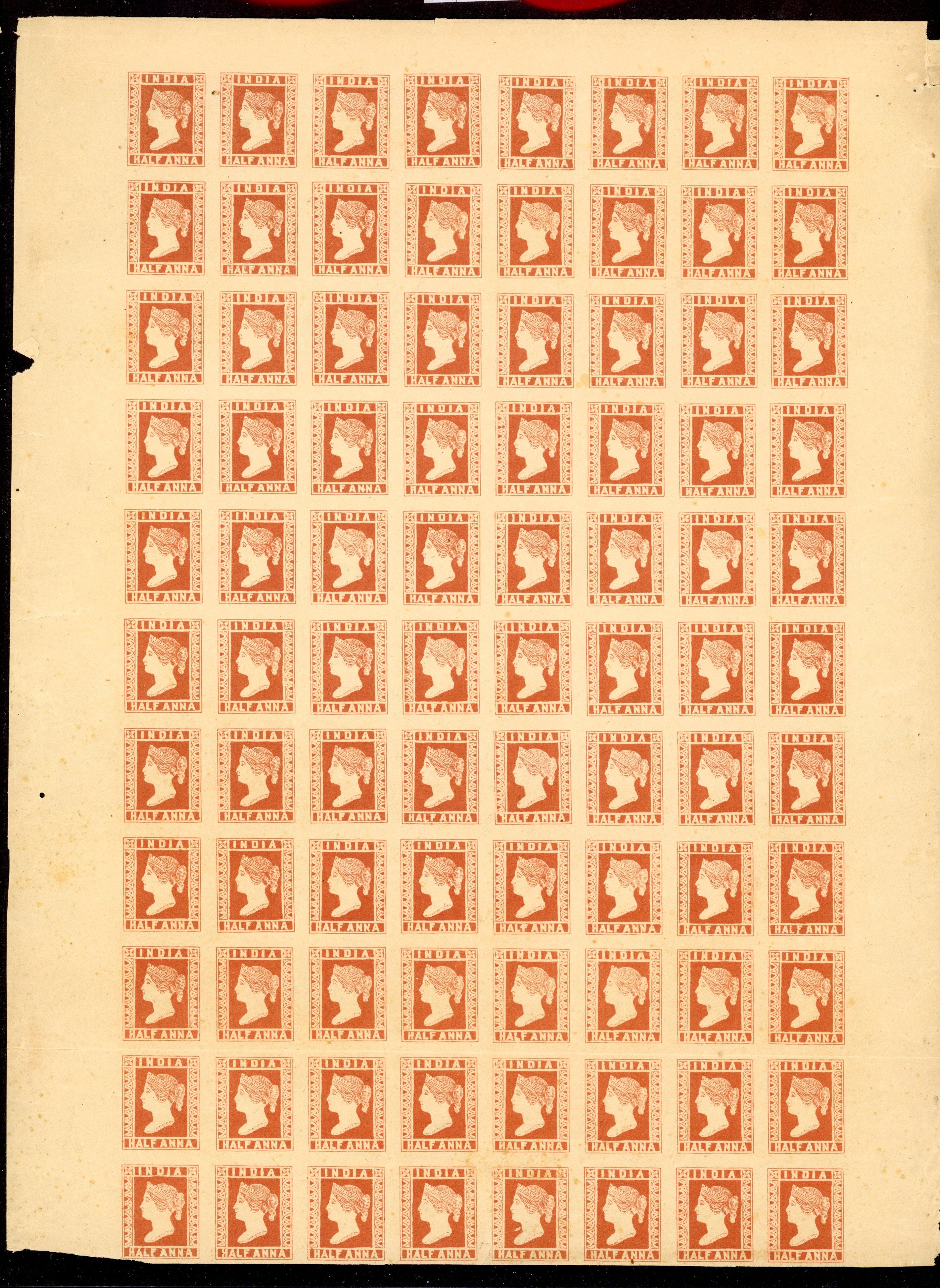 India 1854 reprints; 1894 1a large block
