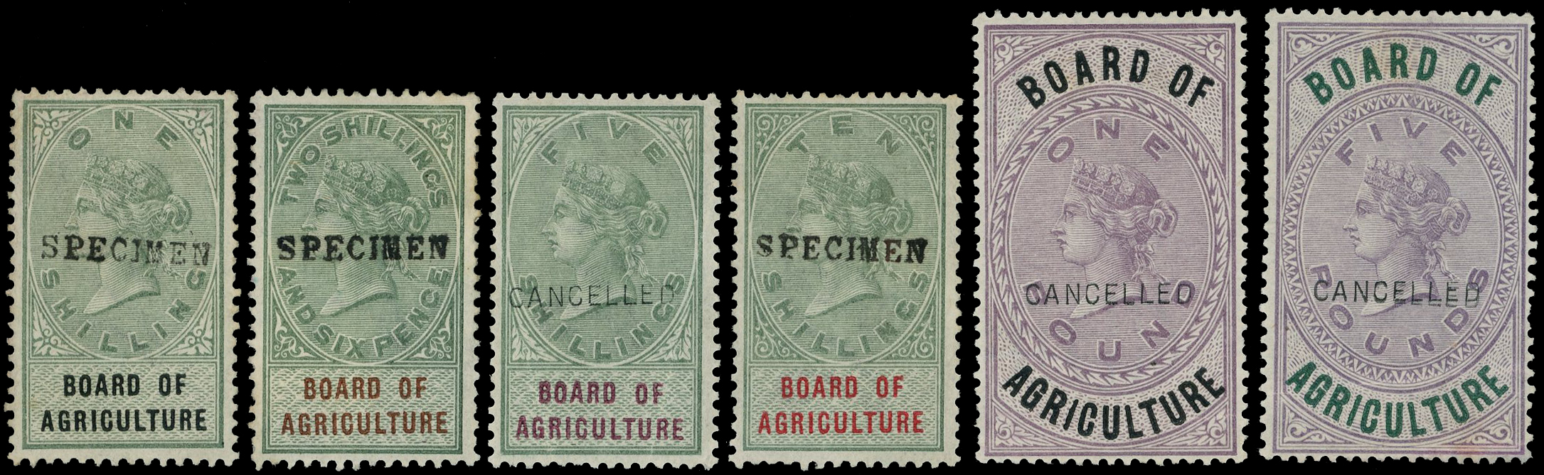 GB Board of Agriculture: 1889 1s to £5 set of six