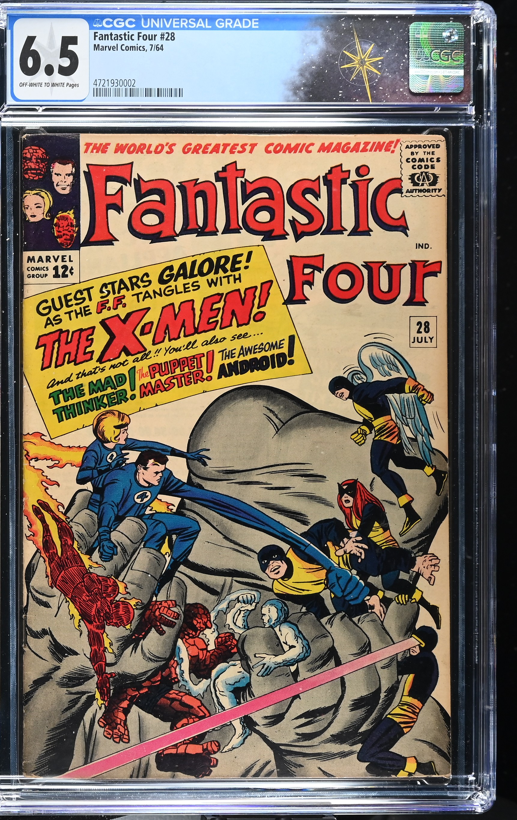 Fantastic Four #28 CGC 6.5 1st X-Men Crossover and 2nd Mad Thinker Appearance (Marvel Comics, 1964) Off-White to White Pages