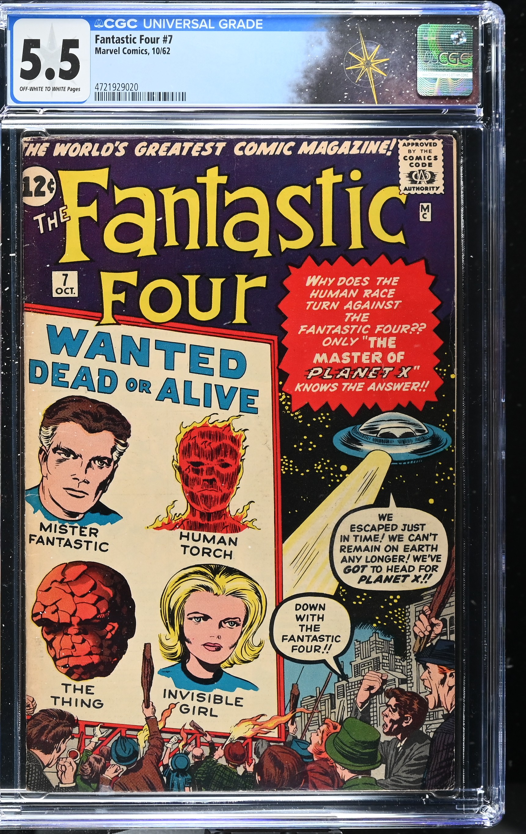 Fantastic Four #7 CGC 5.5 1st Appearance of Kurrgo (Marvel Comics, 1962) Off-White to White Pages
