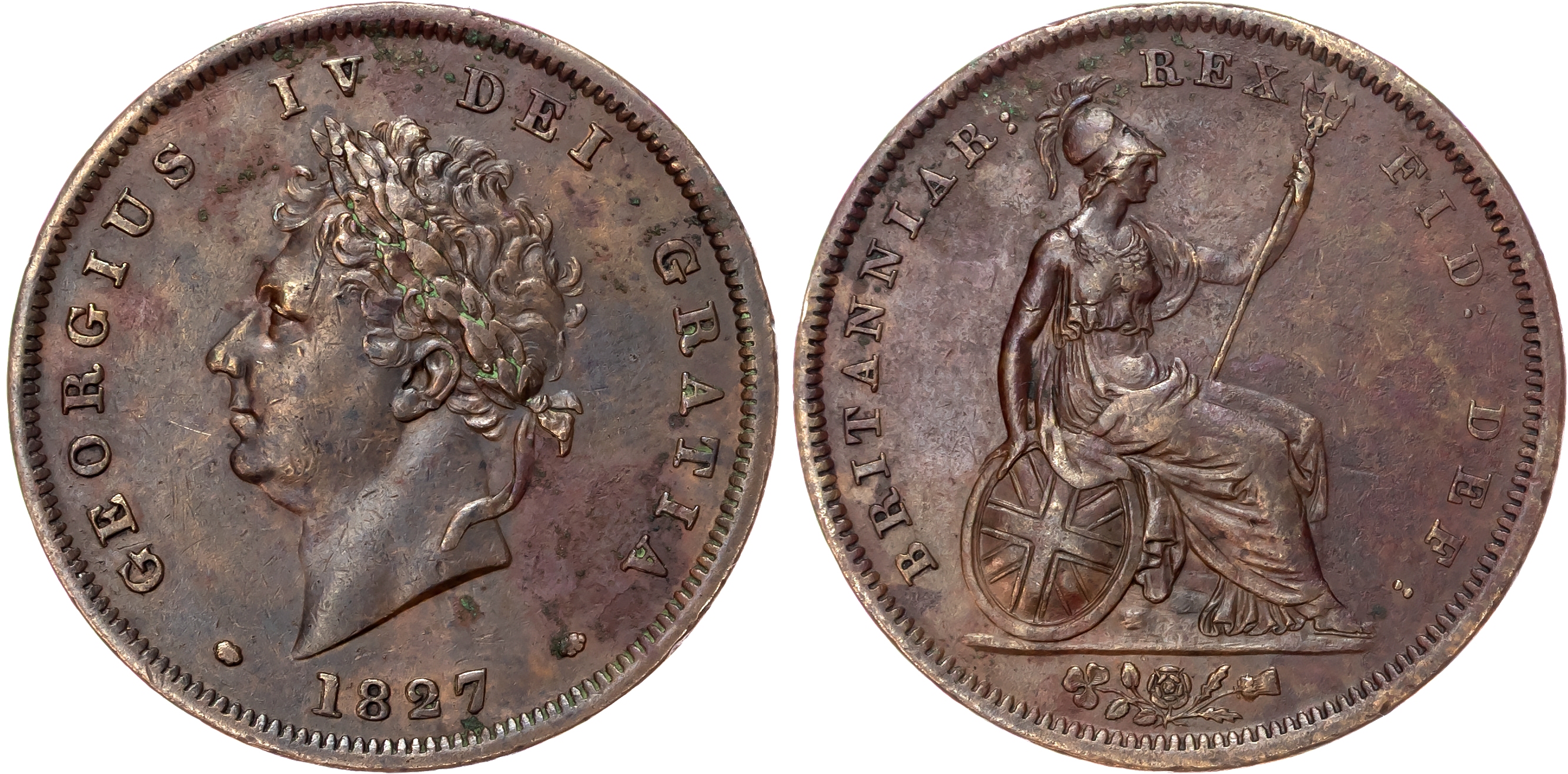 George IV (1820-30), Penny, 1827, second issue.