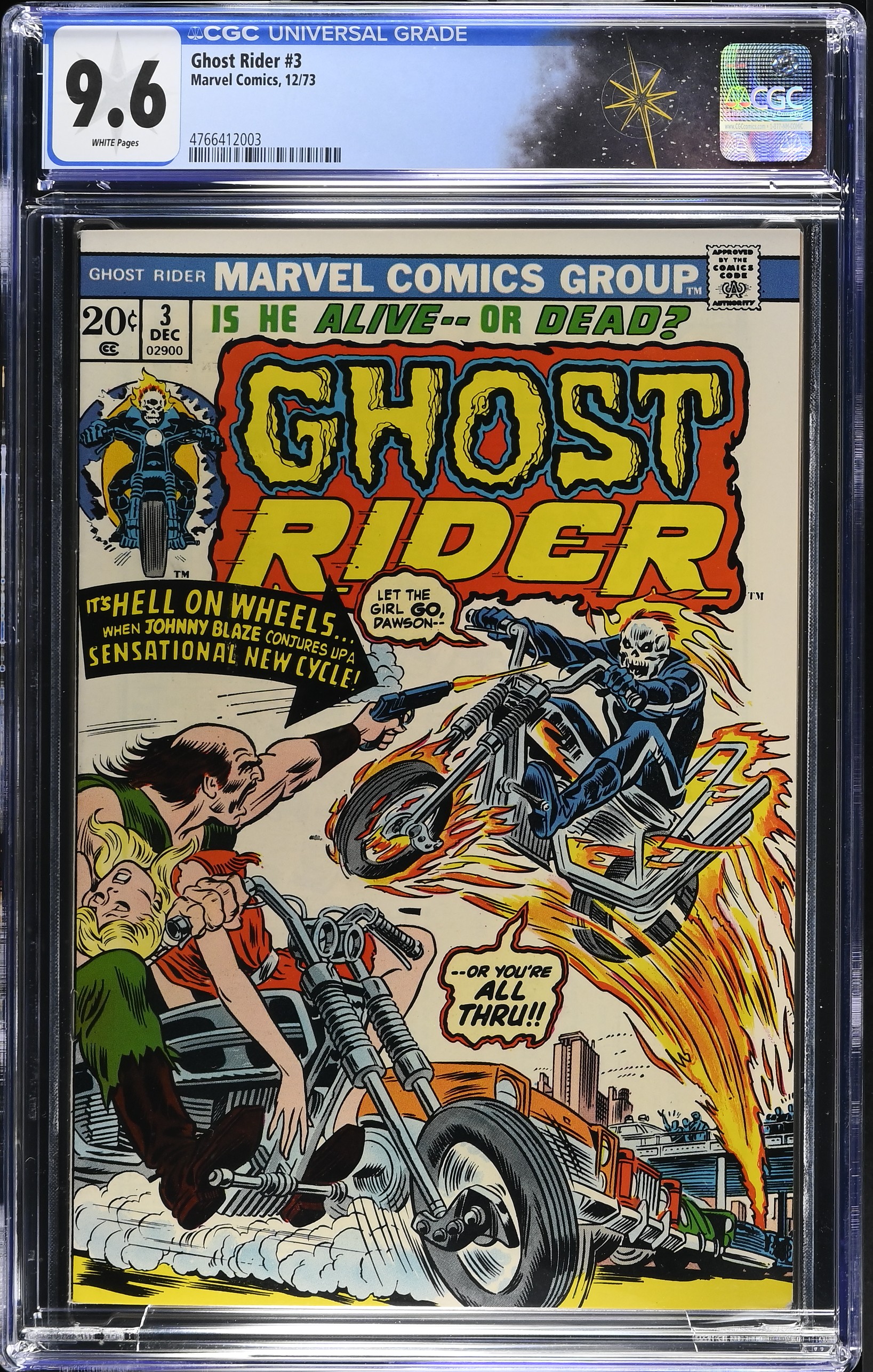 Ghost Rider #3 CGC 9.6 2nd Full Appearance of Son of Satan (Marvel Comics, 1973) White Pages
