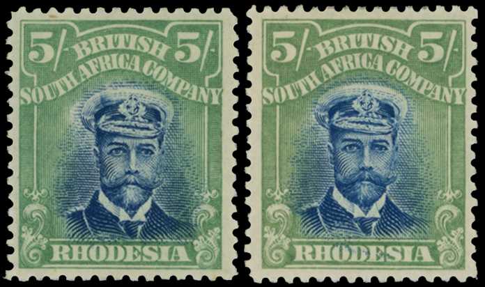1913-7 5/- Head Die II, perf 14. Two large...