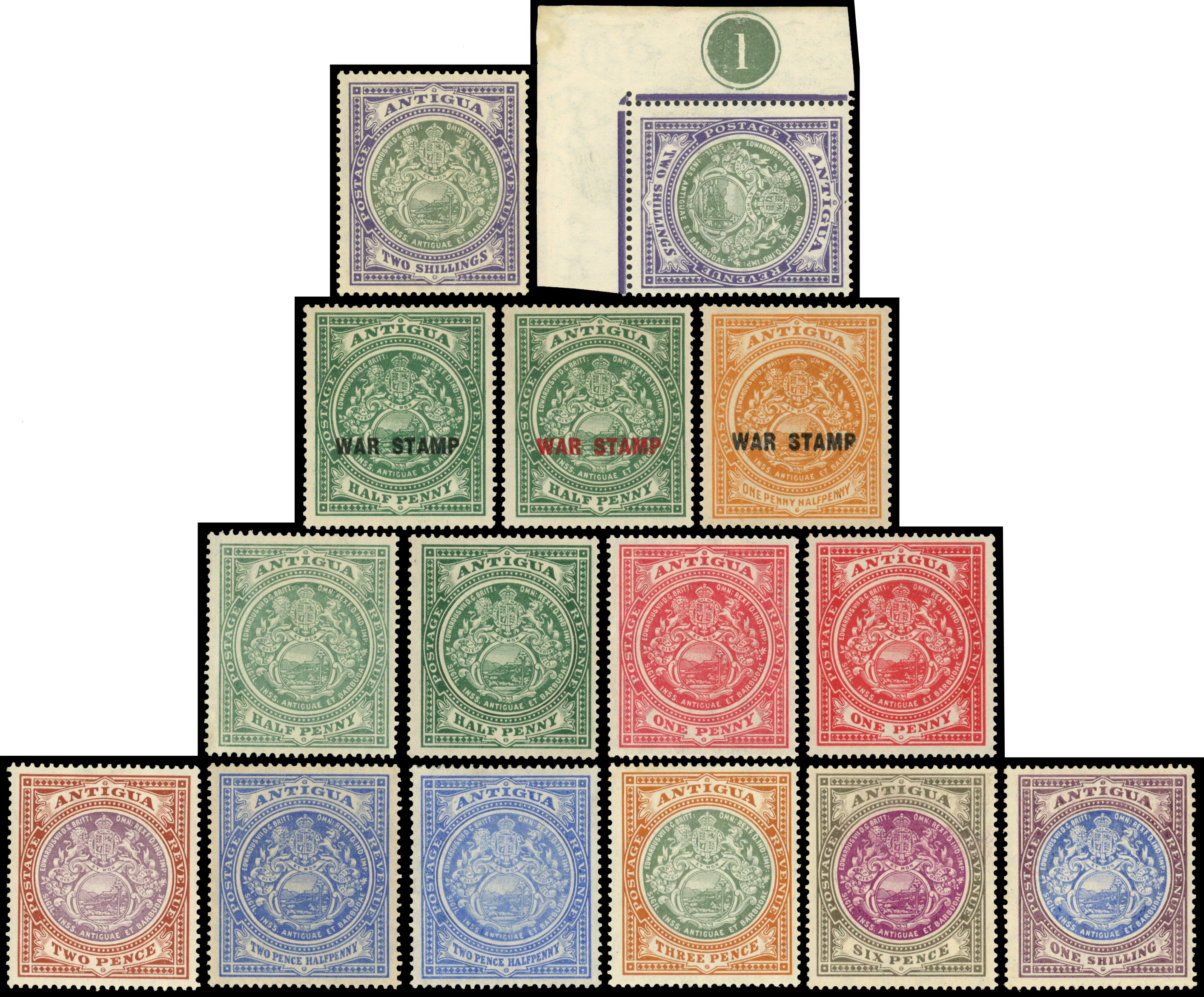 Antigua Mint collection 1908-29 Including SG41 Block of Four.
