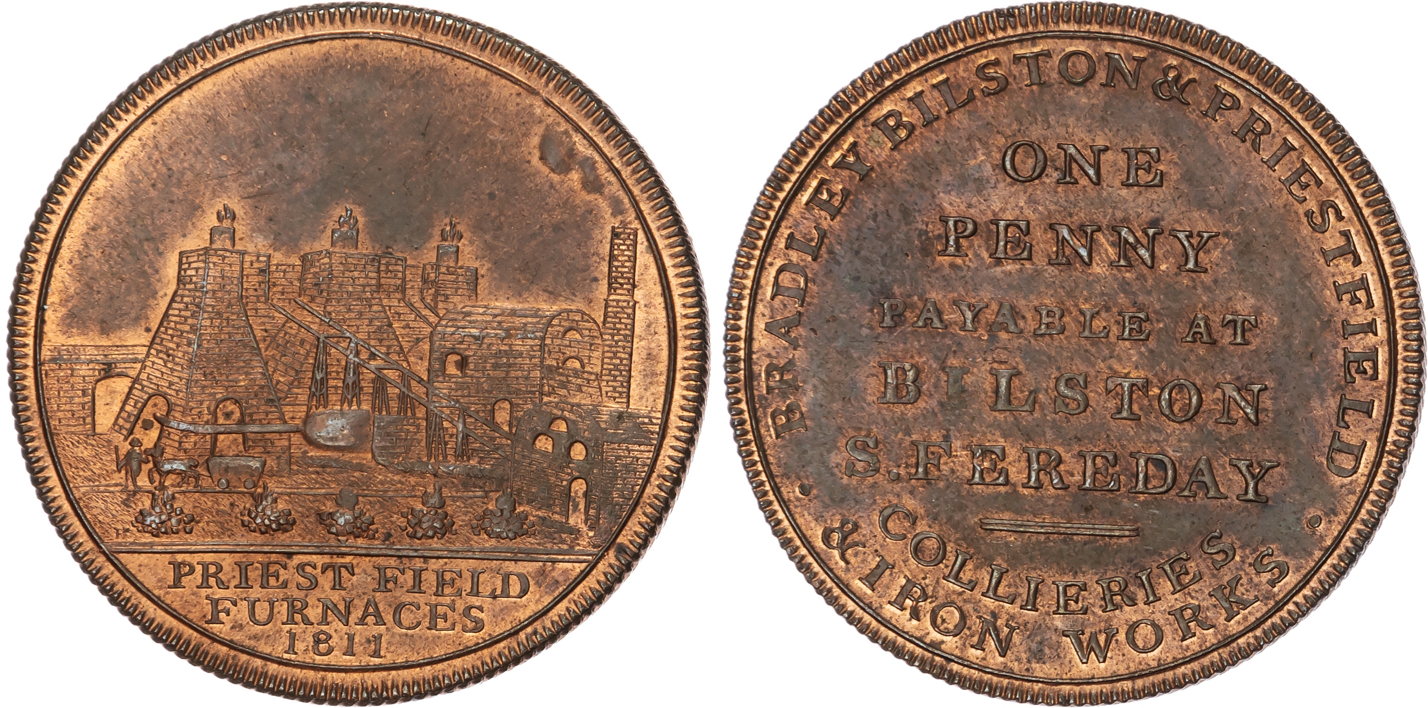 BILSTON, Staffs. Samuel Fereday Penny 1811, Another, but slightly different spacing. 33.5mm/18.99gm. (W 51; D …