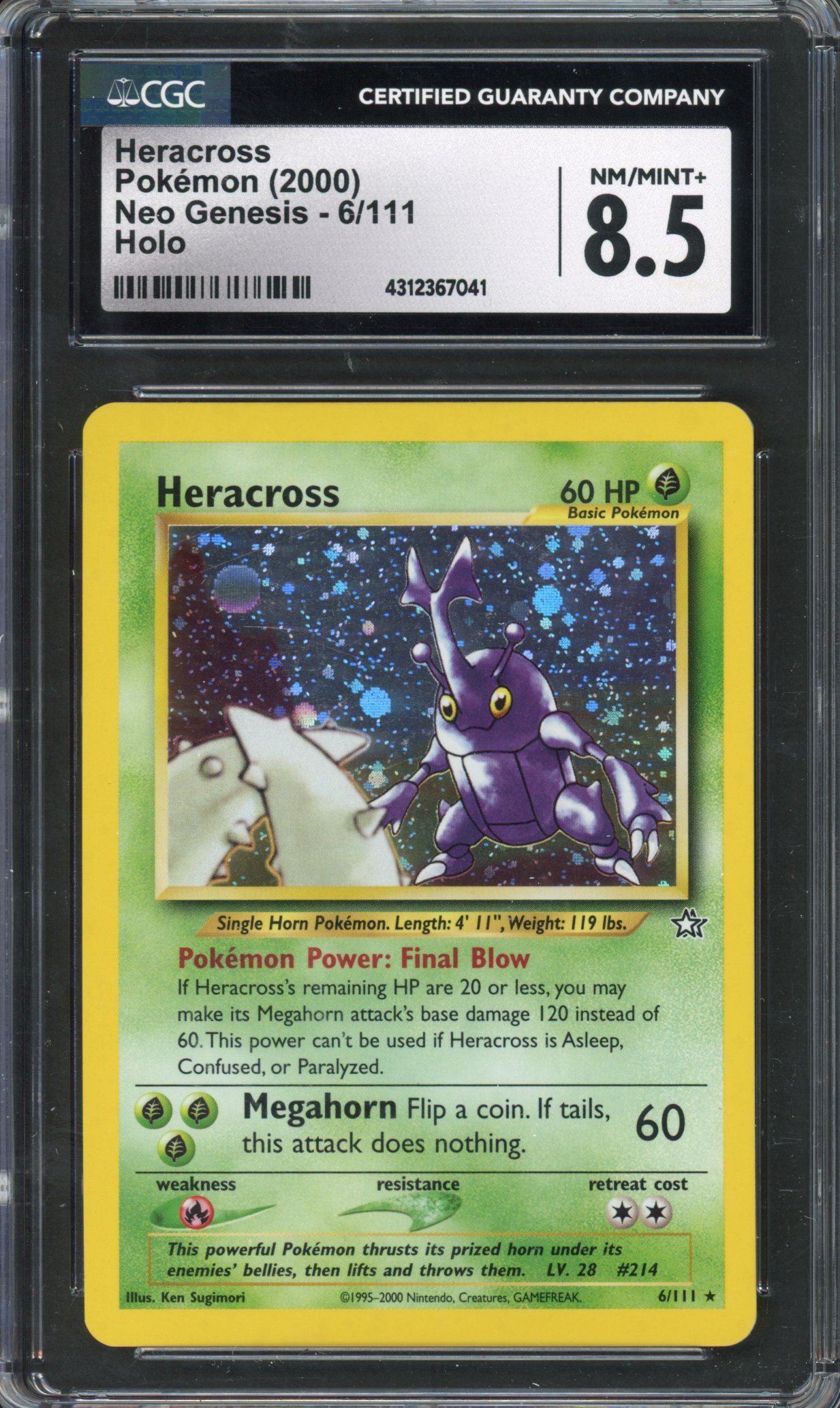 Pokémon TCG - CGC 8.5 Heracross Neo Genesis NM/MINT+ 