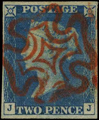 1840 2d pale blue Plate 1 (JJ), four close...