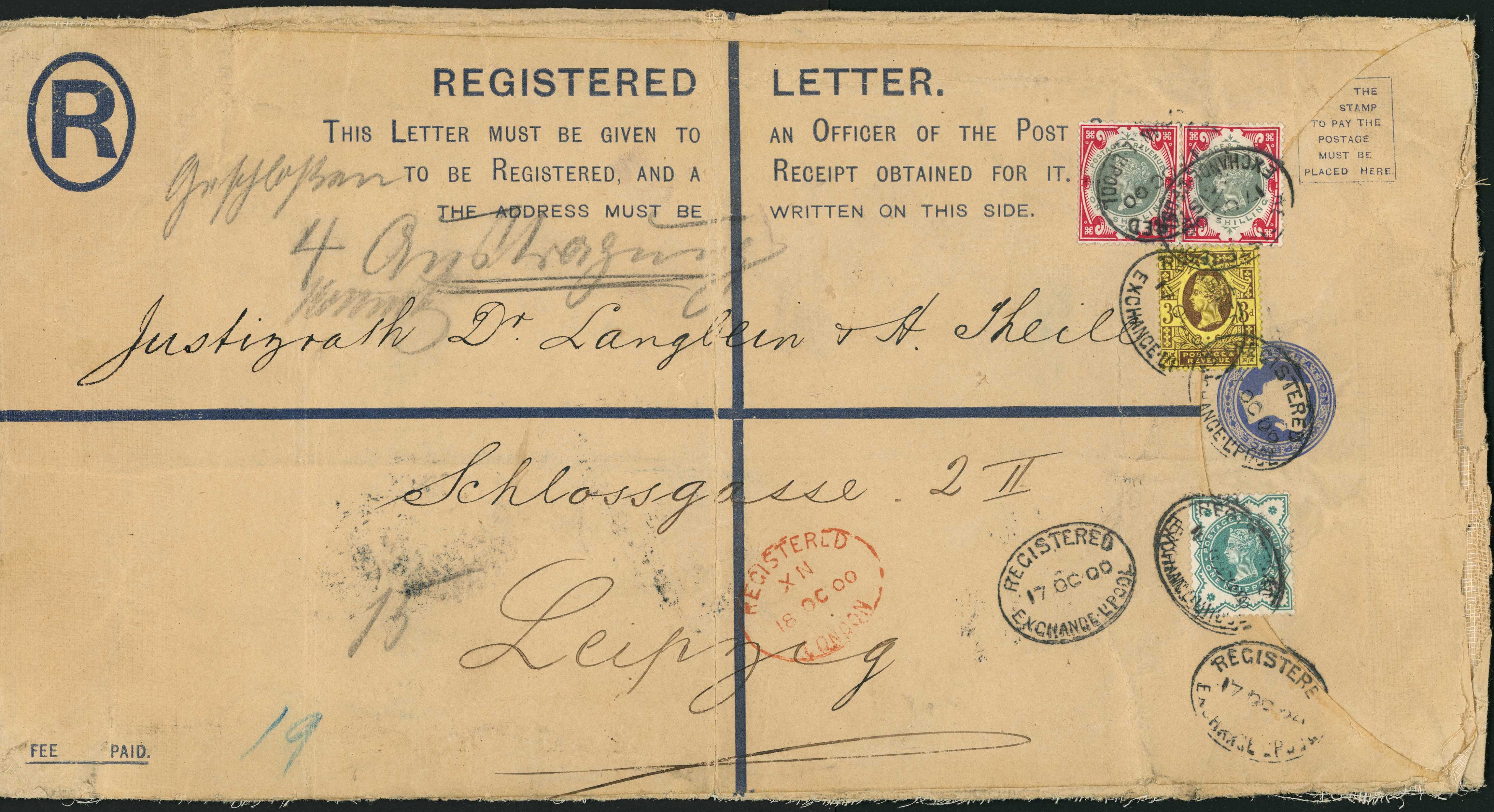 Postal History. 1900 Size K registered...