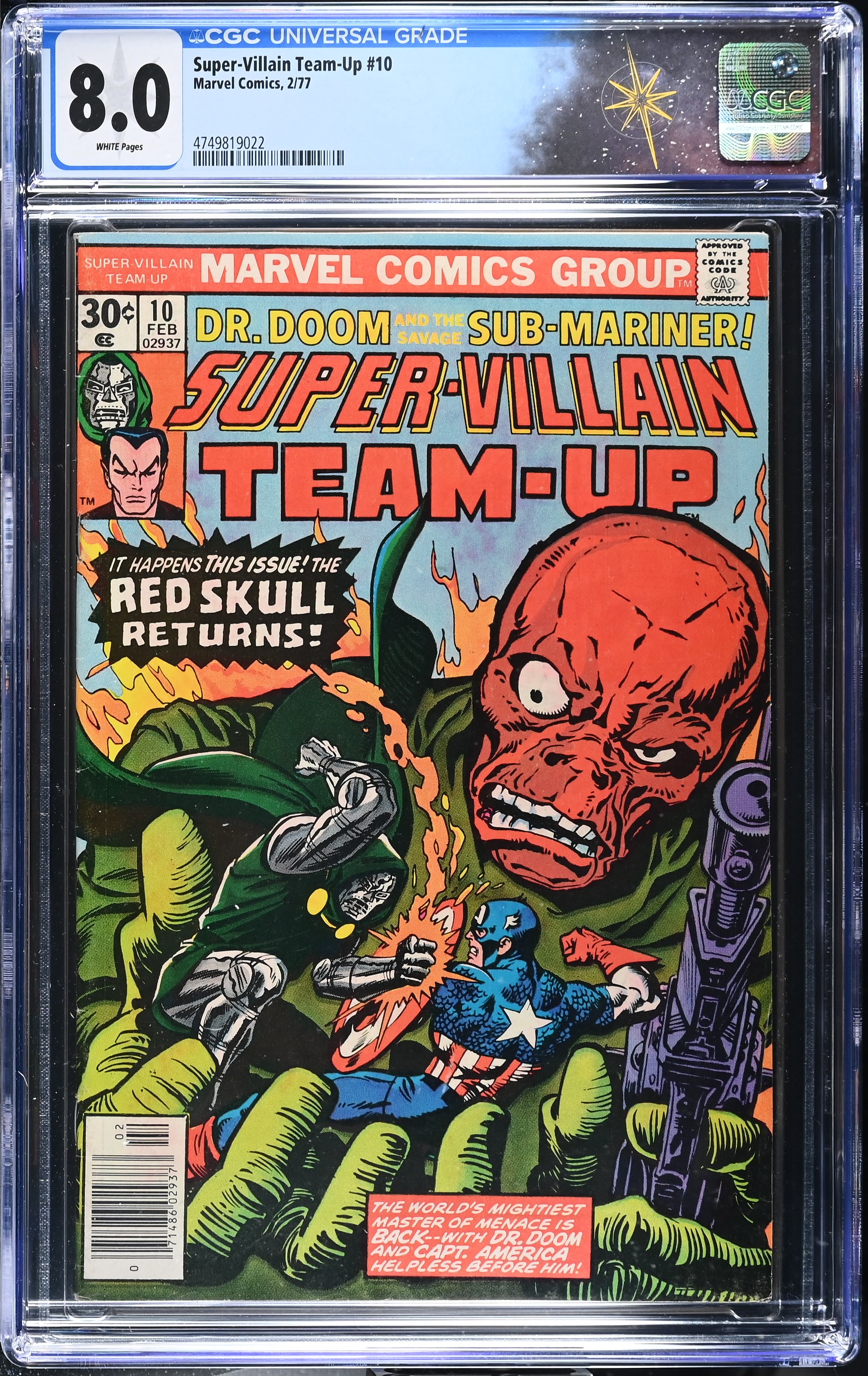 Super-Villain Team-Up #10 CGC 8.0 "The Sign of the Skull!" (Marvel Comics, 1977) White Pages