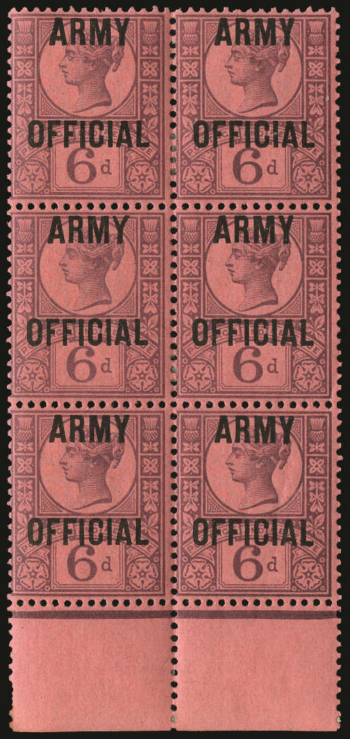 SGO45var 1901 6d Purple/Rose-red (Army Official) Splayed Y