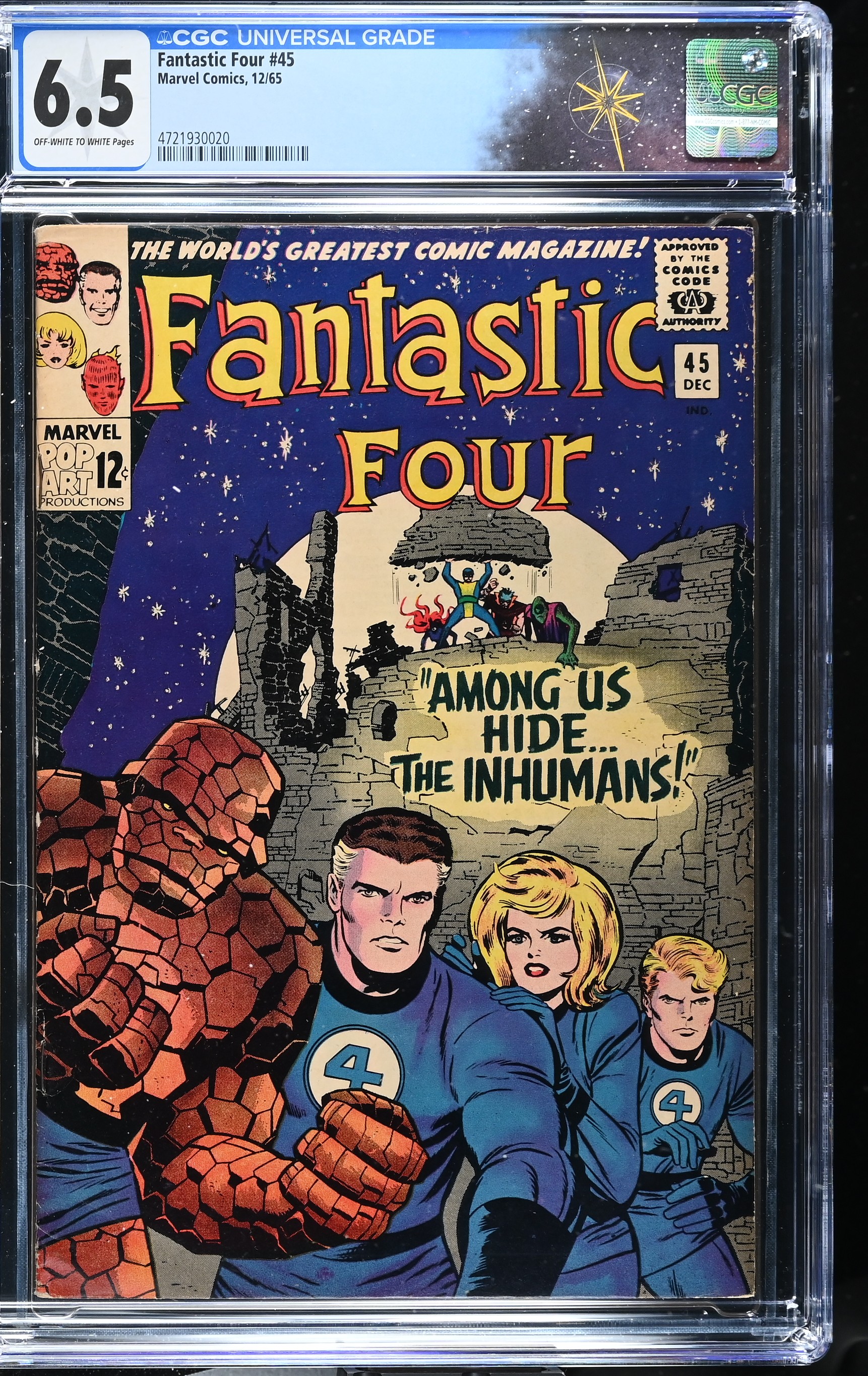 Fantastic Four #45 CGC 6.5 1st Appearance of Lockjaw & The Inhumans (Marvel Comics, 1965) Off-White to White Pages