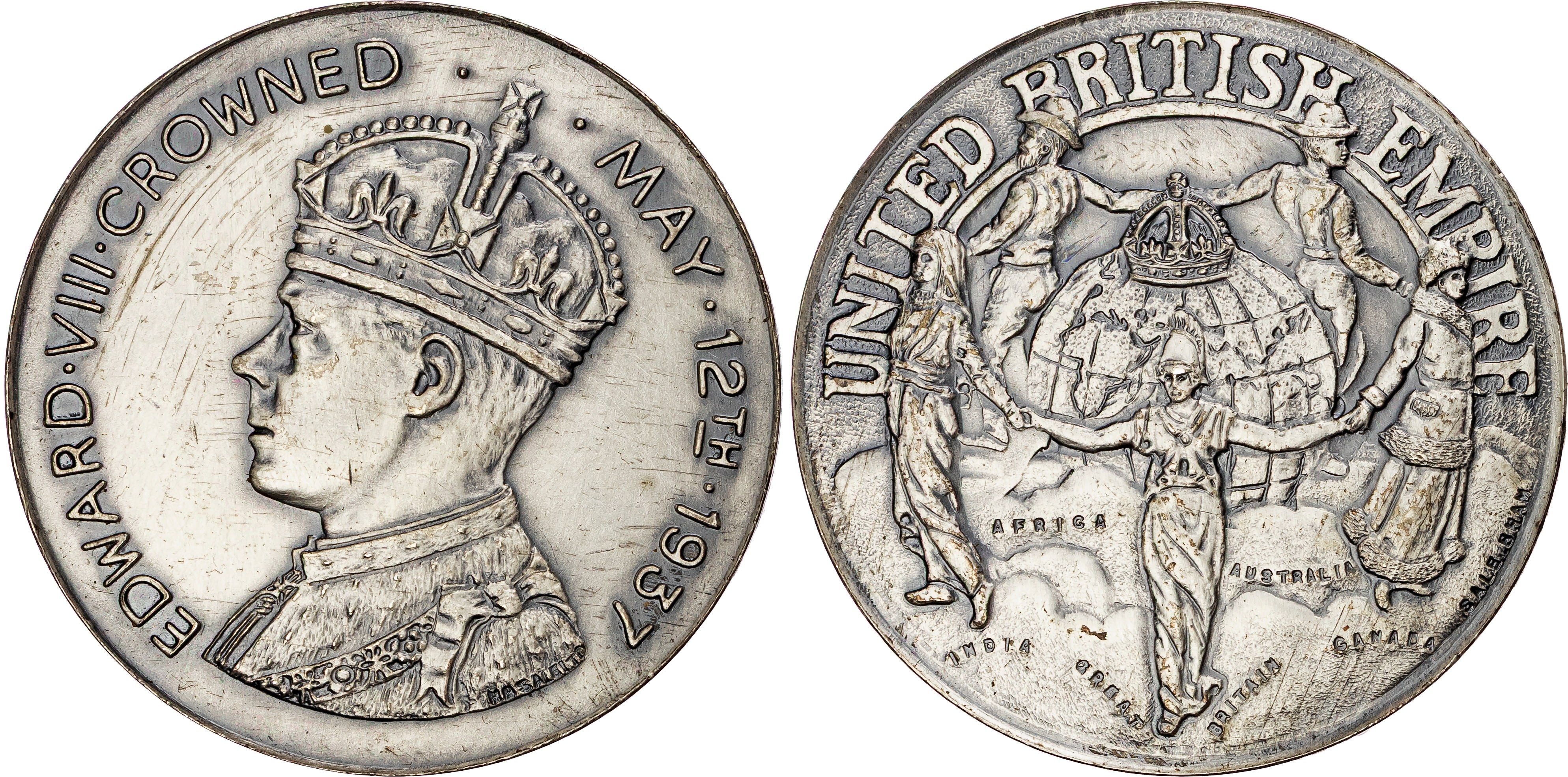 Edward VIII (1936), Intended Coronation 1937. Silvered base metal. 