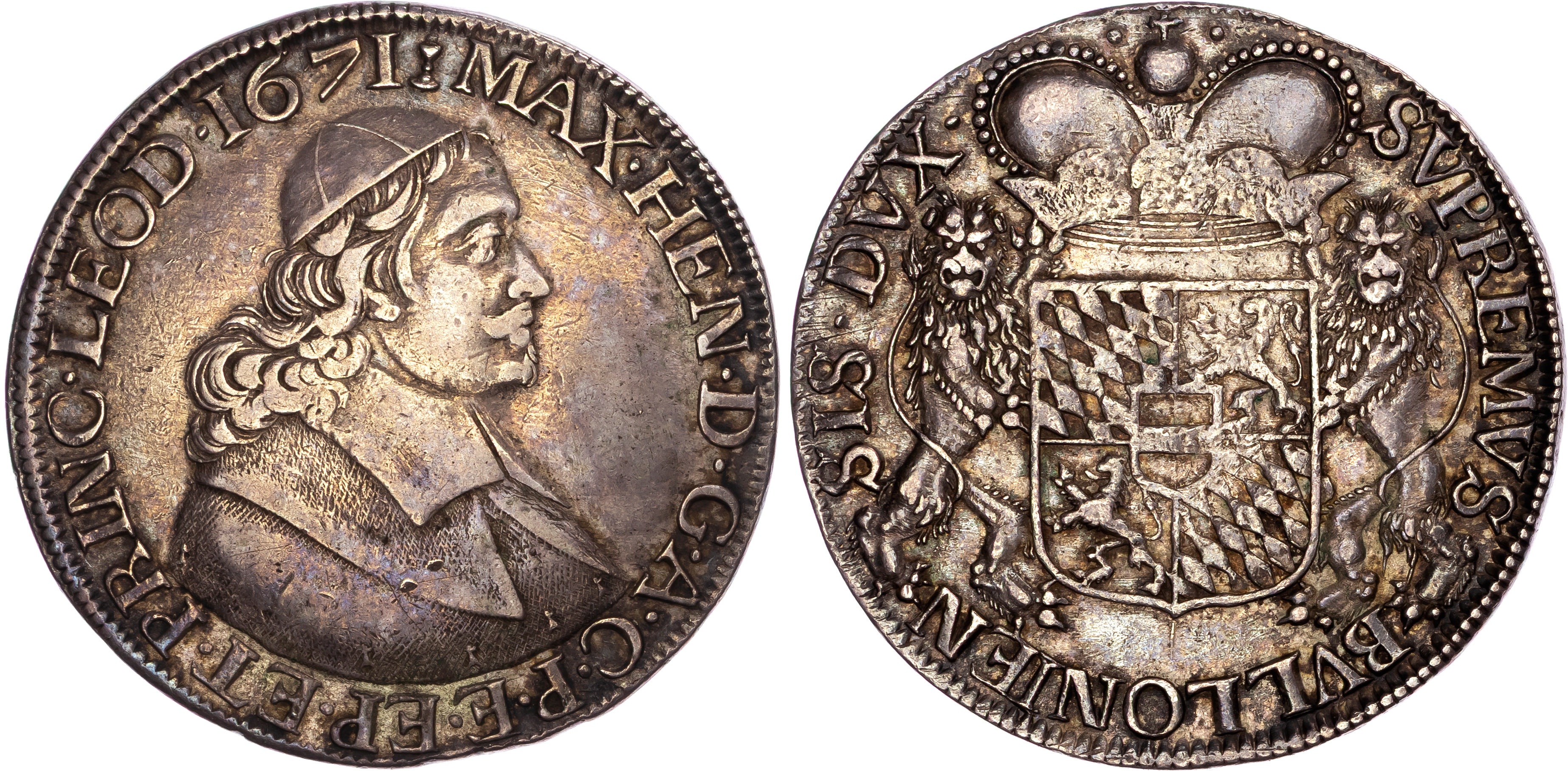 Belgium, Principality of Liège, Maximilian Henrich von Bayern (1650-1688), silver Ducaton