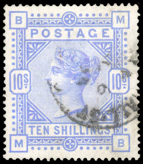 1884 10s Cobalt on white paper (SG182).