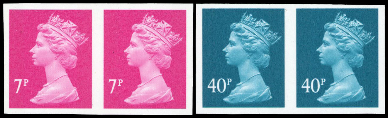 2004 7p bright magenta (2 bands) and 40p turquoise-blue (2 bands), both in horizontal imperforate pairs, fine unmounted
