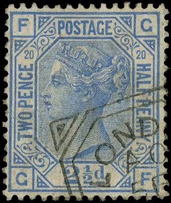 1868 The Fore Street Warehouse Coy (Limited) unofficial underprint, type 28 in black, 2½d blue Plate 20 (GF) Spec. PP115